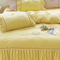 Lenjerie de pat bumbac brodat 4 piese Coralia