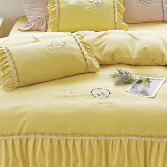 Lenjerie de pat bumbac brodat 4 piese Coralia