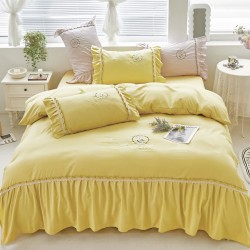 Lenjerie de pat bumbac brodat 4 piese Coralia