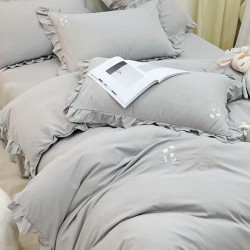 Lenjerie de pat bumbac brodat 4 piese Daiana