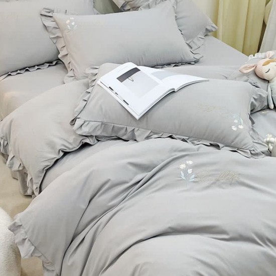 Lenjerie de pat bumbac brodat 4 piese Daiana