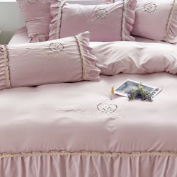 Lenjerie de pat bumbac brodat 4 piese Eliora