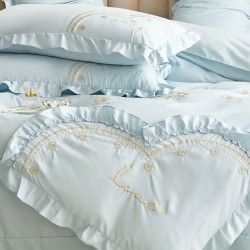 Lenjerie de pat bumbac brodat 4 piese Flavia