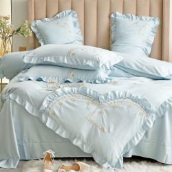 Lenjerie de pat bumbac brodat 4 piese Flavia