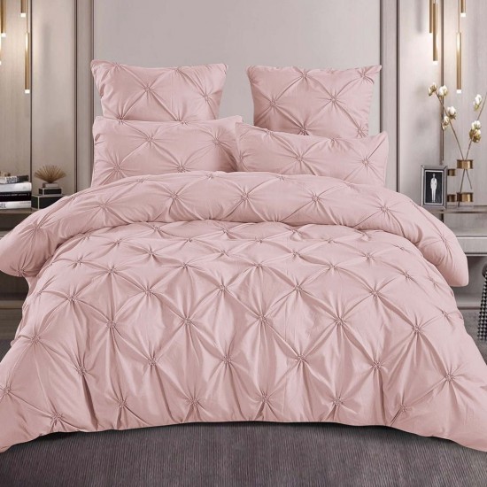 Lenjerie de pat bumbac brodat 6 piese Rosa