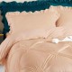 Lenjerie de pat din Catifea cu Inimioare Brodate Beige Hearts Lenjerie de pat din Catifea cu Inimioare Brodate Beige Hearts