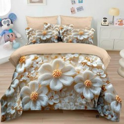Lenjerie de pat cu elastic 5D bumbac finet 6 piese Floral