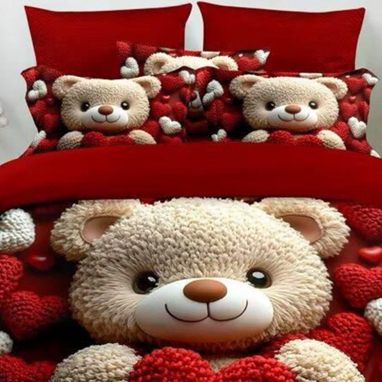 Lenjerie de pat cu elastic 5D bumbac finet 6 piese Teddy Bear