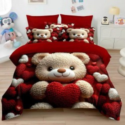 Lenjerie de pat cu elastic 5D bumbac finet 6 piese Teddy Bear