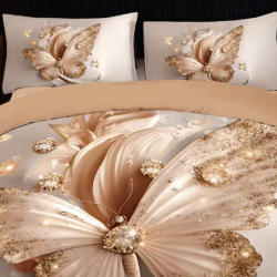 Lenjerie de pat cu elastic 5D bumbac finet 6 piese Fluturi Lenjerie de pat cu elastic 5D bumbac finet 6 piese Fluturi