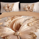 Lenjerie de pat cu elastic 5D bumbac finet 6 piese Fluturi