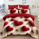 Lenjerie de pat cu elastic 5D bumbac finet 6 piese Red Hearts