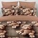 Lenjerie de pat cu elastic 5D bumbac finet 6 piese Teddy Brown