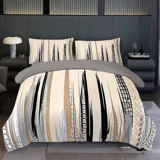 Lenjerie de pat cu elastic 5D bumbac finet 6 piese Abstract