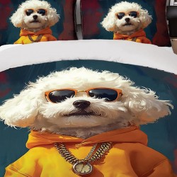 Lenjerie de pat cu elastic 5D bumbac finet 6 piese Cool Dog