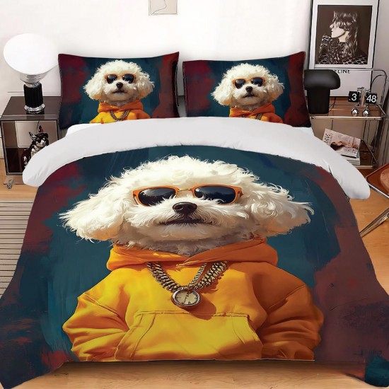 Lenjerie de pat cu elastic 5D bumbac finet 6 piese Cool Dog