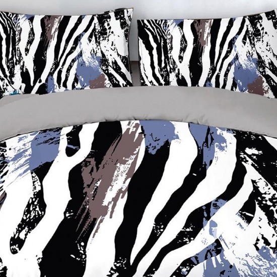 Lenjerie de pat cu elastic 5D bumbac finet 6 piese Zebra