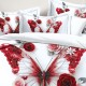 Lenjerie de pat cu elastic 5D bumbac finet 6 piese Red Butterfly