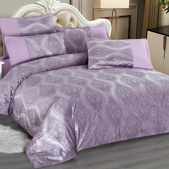 Lenjerie de pat din Catifea 6 Piese Mauve