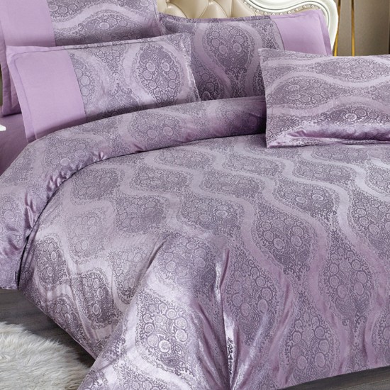 Lenjerie de pat din Catifea 6 Piese Mauve