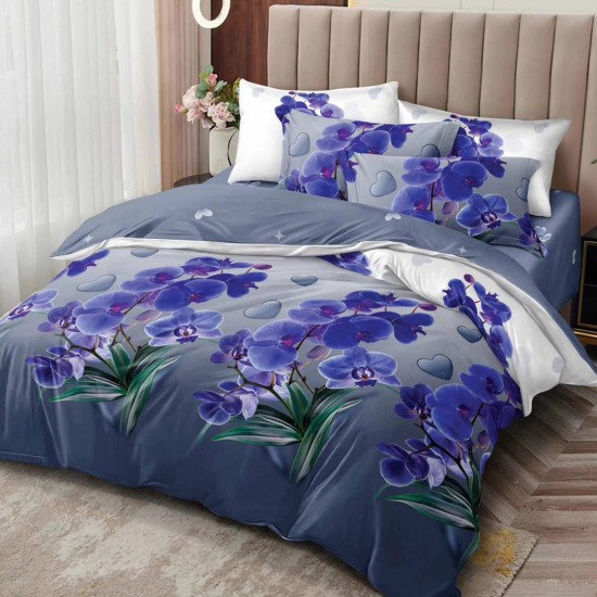 Lenjerie de pat Bumbac Finet 6 Piese Mauve Flowers