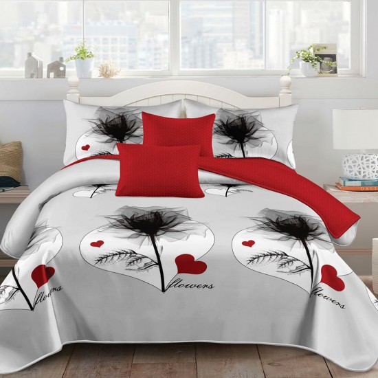 Lenjerie de pat Bumbac Finet 6 Piese Love Flowers