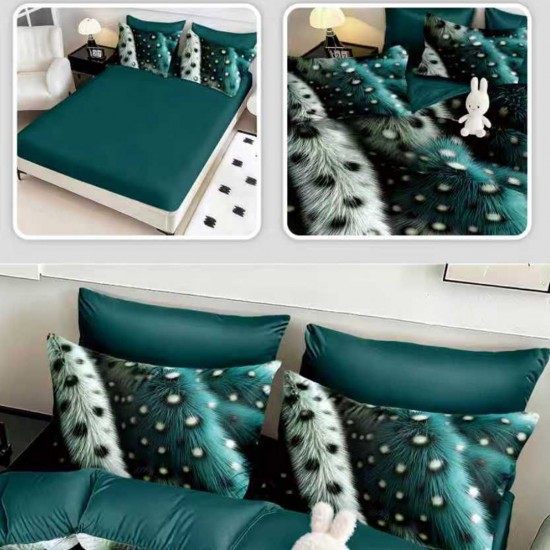 Lenjerie de pat cu elastic 5D bumbac finet 6 piese Green Fur