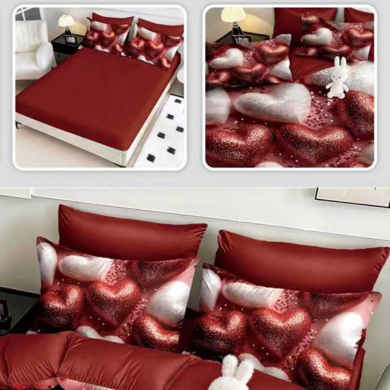 Lenjerie de pat cu elastic 5D bumbac finet 6 piese Love