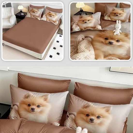 Lenjerie de pat cu elastic 5D bumbac finet 6 piese Puppy
