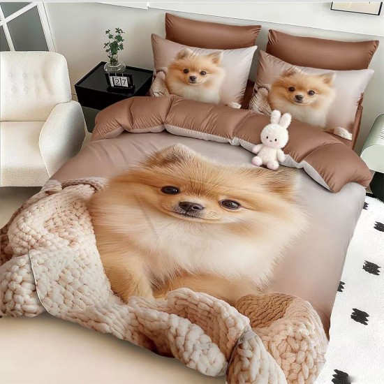 Lenjerie de pat cu elastic 5D bumbac finet 6 piese Puppy