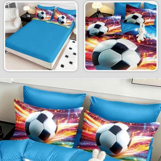 Lenjerie de pat cu elastic 5D bumbac finet 6 piese Football