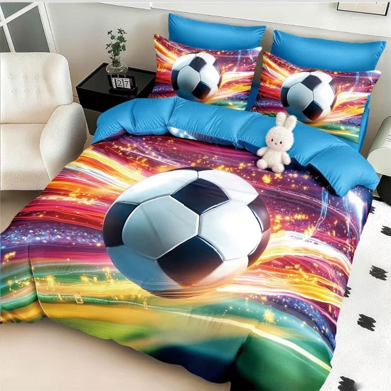 Lenjerie de pat cu elastic 5D bumbac finet 6 piese Football