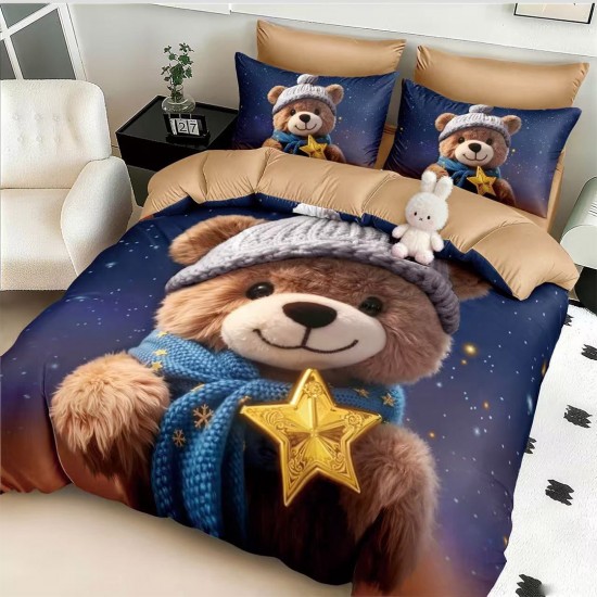 Lenjerie de pat cu elastic 5D bumbac finet 6 piese Teddy