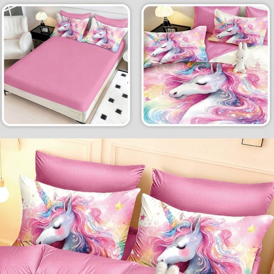 Lenjerie de pat cu elastic 5D bumbac finet 6 piese Fantasy