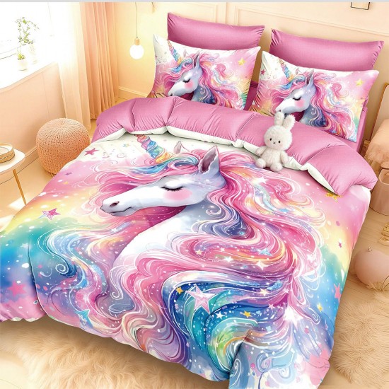 Lenjerie de pat cu elastic 5D bumbac finet 6 piese Fantasy