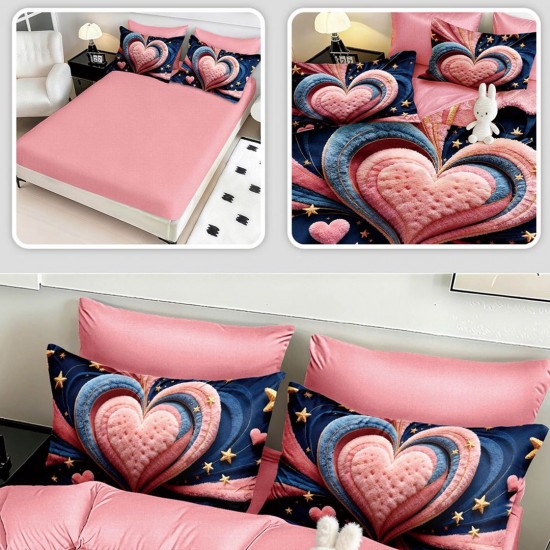 Lenjerie de pat cu elastic 5D bumbac finet 6 piese Love Me