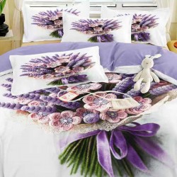 Lenjerie de pat cu elastic 5D bumbac finet 6 piese Rosalie
