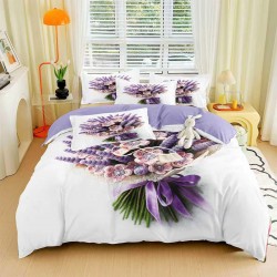 Lenjerie de pat cu elastic 5D bumbac finet 6 piese Rosalie