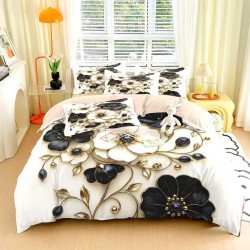 Lenjerie de pat cu elastic 5D bumbac finet 6 piese Azalea