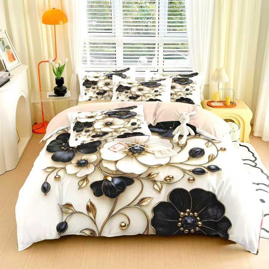 Lenjerie de pat cu elastic 5D bumbac finet 6 piese Azalea