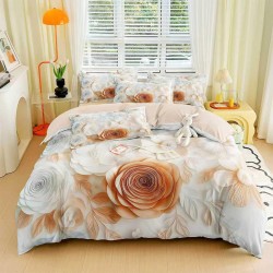 Lenjerie de pat cu elastic 5D bumbac finet 6 piese Petalia