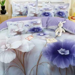 Lenjerie de pat cu elastic 5D bumbac finet 6 piese Flora Lenjerie de pat cu elastic 5D bumbac finet 6 piese Flora