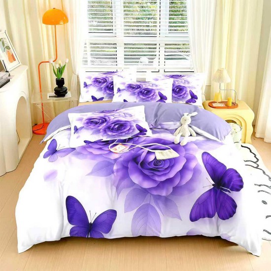 Lenjerie de pat cu elastic 5D bumbac finet 6 piese Bouquet