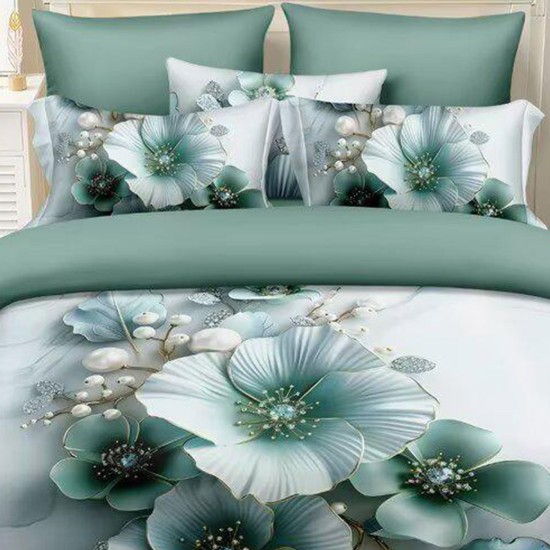 Lenjerie de pat cu elastic 5D bumbac finet 6 piese Blossom