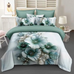 Lenjerie de pat cu elastic 5D bumbac finet 6 piese Blossom