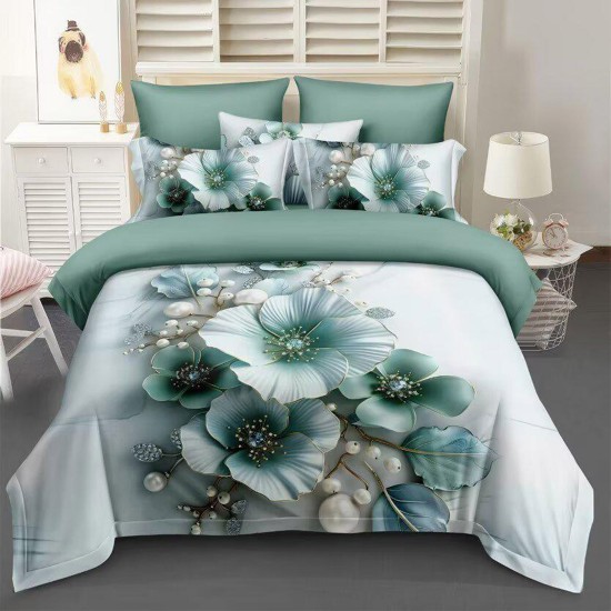 Lenjerie de pat cu elastic 5D bumbac finet 6 piese Blossom
