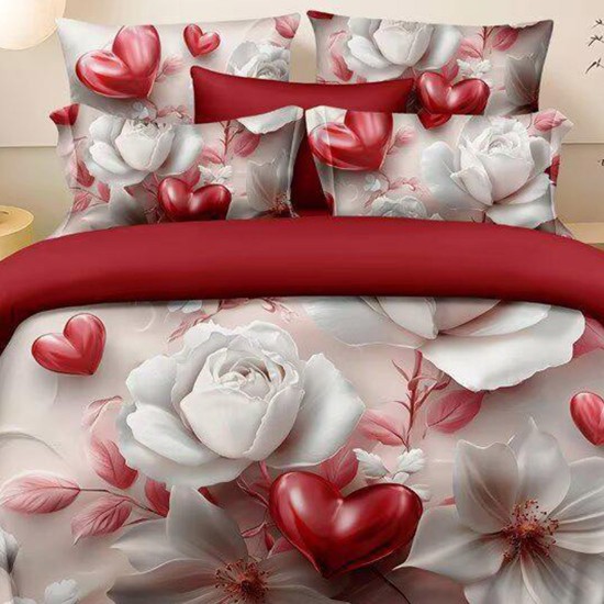 Lenjerie de pat cu elastic 5D bumbac finet 6 piese Petals