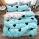 Lenjerie Bumbac Satinat cu Elastic 1 Persoana Blue Hearts