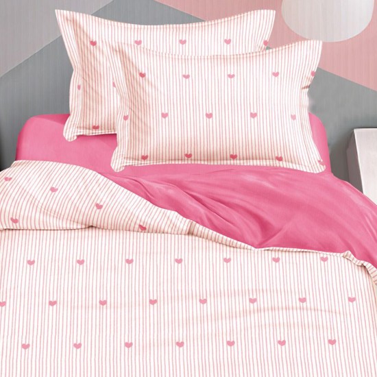 Lenjerie Bumbac Finet 1 Persoana Pink Hearts