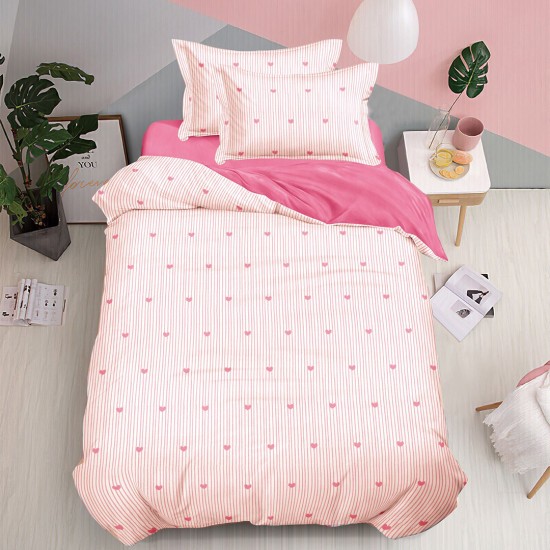 Lenjerie Bumbac Finet 1 Persoana Pink Hearts